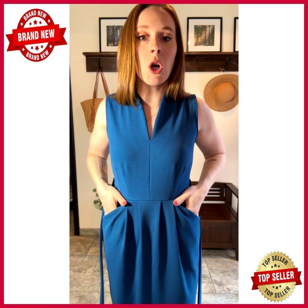 Sleeveless V Neck Bodycon Sheath Dress Elegant Business Office Work Dress with - Picture 7 of 7